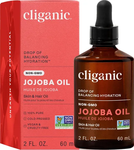 Cliganic Aceite de jojoba no GMO para piel, cabello y cara (60 ml) | 100% puro, natural, prensado en frío, sin refinar, sin hexanos