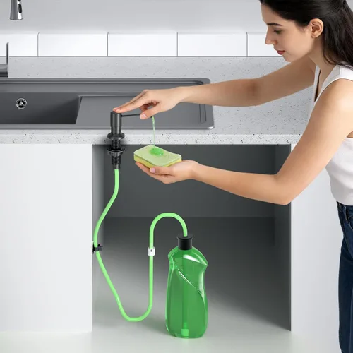 Miniatura 8 de Dispensador de jabón para fregadero de cocina, dispensador de jabón integrado, kit de tubo de extensión de 47 pulgadas, bomba dispensadora de loción