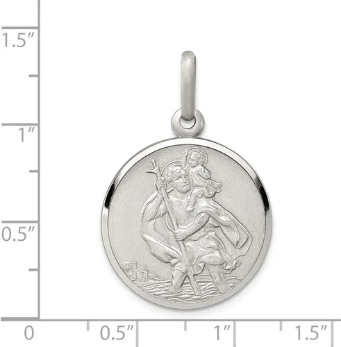 Miniatura 2 de Colgante de plata de ley 925 maciza, patrón católico, San Cristóbal, 1.378 in x 0.984 in