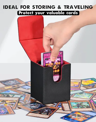 Miniatura 2 de ZLCA Caja de cartas compatible con YuGiOh TCG, caja de almacenamiento de cartas con divisores con capacidad para más de 100 cartas con funda, funda
