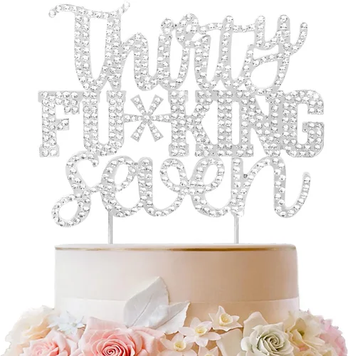 Miniatura 78 de LINGTEER Veintiún divertidos adornos dorados para tartas con diamantes de imitación – Saludos a los 21 años de edad, decoración de centros de mesa