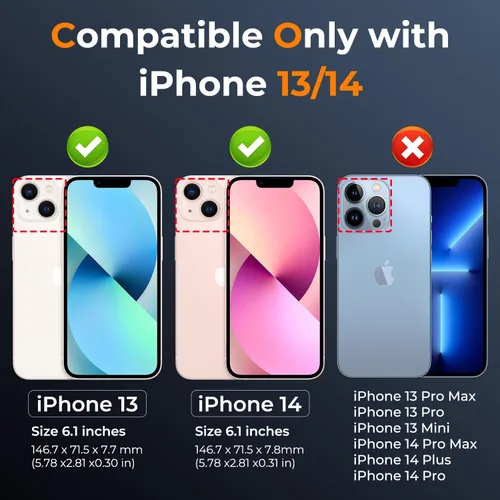 Miniatura 2 de Funda HakkTaoo para iPhone 13/iPhone 14 de 6.1 Pulgadas con Funda Deslizante para Cámara + Protector de Pantalla (2 Paquetes), Funda Protectora a