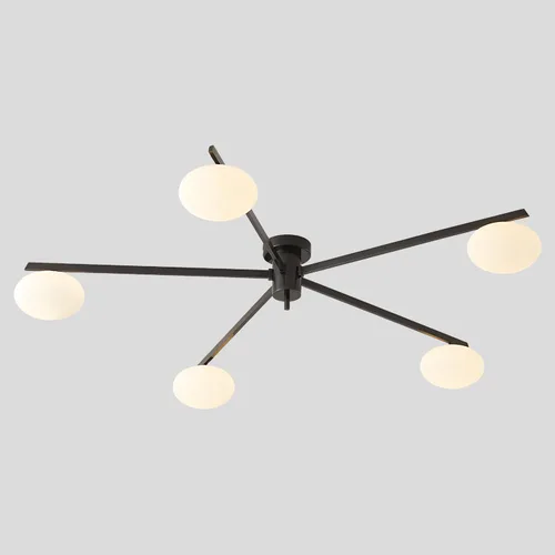 Miniatura 11 de Lámpara de araña moderna Sputnik de 3 luces con pantalla de vidrio lechoso - Lámpara de techo empotrada negra para cocina