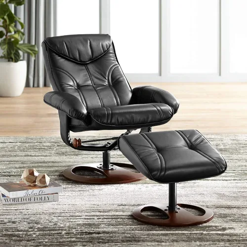 Miniatura 7 de BenchMaster Newport reclinable giratorio y otomano inclinado negro