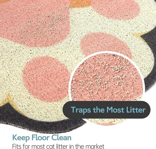 Miniatura 2 de Bonita alfombra de arena para gatos de 24 x 19 pulgadas, tapete para caja de arena, suave para patas de gatito, fácil de limpiar, antideslizante