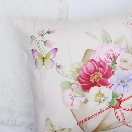 Miniatura 4 de Bonhause Juego de 4 fundas de almohada florales de primavera de 18 x 18 pulgadas, diseño de flores rosas con amor para el día de la madre, almohadas