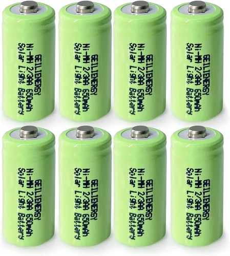8 baterías recargables Ni-MH de 2/3AA 1.2V 650mAh para aplicaciones estáticas de alta potencia, ciclomotores eléctricos, medidores, dispositivos RC,