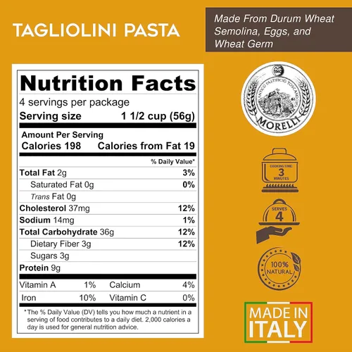 Miniatura 2 de Morelli Pasta de huevo Tagliolini Pasta italiana - Pasta gourmet - Hecho a mano en pequeños lotes - Fideos de pasta italiana importados - Pasta