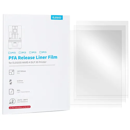 ELEGOO 3 piezas de película de revestimiento protector PFA, con función de liberación más fuerte y transmisión de luz del 95%, compatible con Mars 4