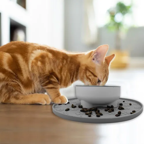 Miniatura 3 de Tapete de silicona para alimentos y agua, tapete de goma con borde elevado para cuencos de perro, evita que los alimentos y el agua manchen