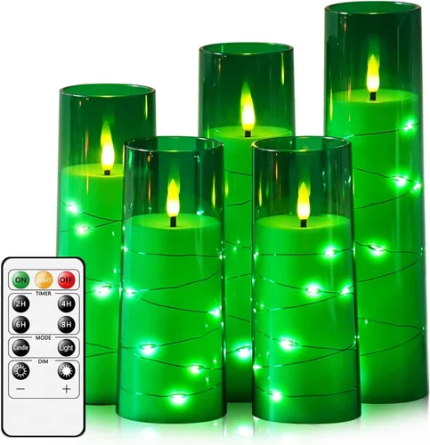 Miniatura 23 de kakoya Velas LED sin llama con temporizador de 5 piezas, velas parpadeantes sin llama para ambiente romántico y decoración del hogar, carcasa dorado