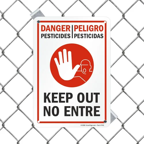 Miniatura 2 de SmartSign Letrero bilingüe "Peligro - Pesticidas, Keep Out" Aluminio de 7 x 10 pulgadas