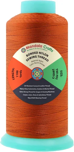Miniatura 213 de Mandala Crafts - Hilo de nailon para coser cuero, tapicería, mezclilla y para trenzar el pelo; resistente, 1500 yardas, tamaño 69 T70 Marrón