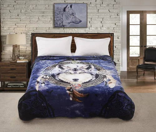 Miniatura 2 de Regal Comfort Manta de tamaño Queen – Guía de lobo celta – Manta de piel sintética de peso medio de 86 x 79 pulgadas para cama, sofá, decoración