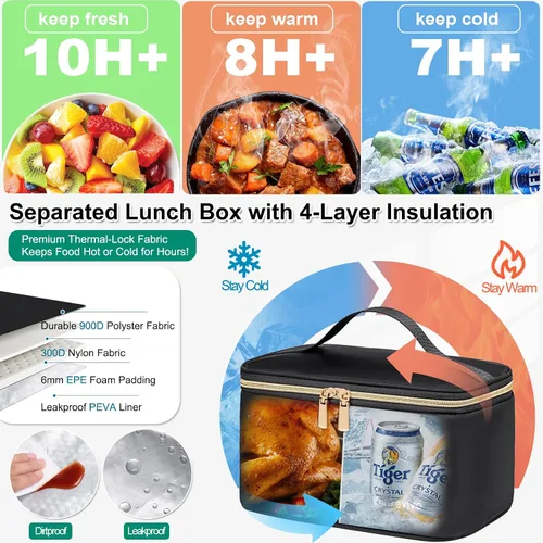 Miniatura 3 de Mochila de almuerzo, mochila para laptop de 15.6 pulgadas para mujeres, enfermeras, profesores, mochila de trabajo con lonchera aislada, Negro