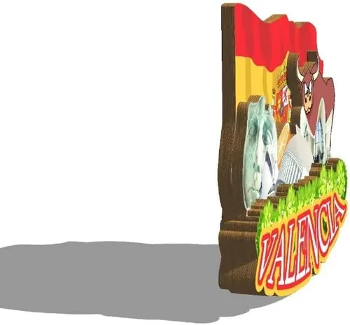 Miniatura 2 de Imán de madera para nevera, diseño 3D de España, Valencia, recuerdos coleccionables, decoración hecha a mano, 88