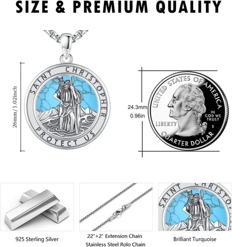 Miniatura 225 de Collar de plata de ley 925 con medalla de San Patrón, colgante de protección católica, amuleto, joyería religiosa para hombres y mujeres