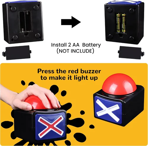 Miniatura 3 de MyMealivos Zumbadores de trivia para noche de juegos familiares Botón de respuesta de alarma con sonido fuerte y entretenimiento ligero