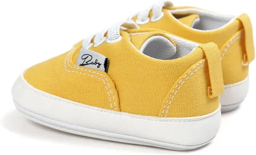 Miniatura 7 de Tenis unisex de lona para bebés y niñas suela de goma suave tobillo alto zapatos de cuna para niños pequeños para primeros caminos