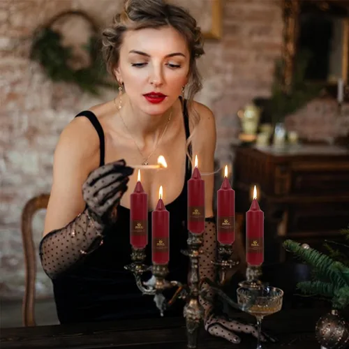 Miniatura 3 de Candelabros Rojos para Velas Cónicas Cortas de 5 pulgadas, Lindos Portavelas Pequeños Torcidos en Espiral, Candelabros Cónicos en Espiral