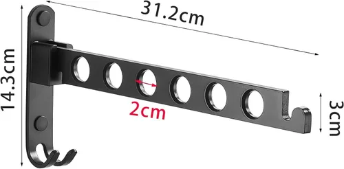 Miniatura 2 de JOOM Percha retráctil plegable para colgar en la pared, organizador de almacenamiento de ropa, colgador de ropa para lavandería, perchero resistente
