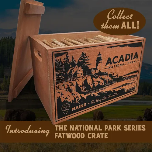 Miniatura 8 de Better Wood Products Edición Limitada Serie Protege Los Parques Encendedor de Fuego de Leña Natural Fatwood, Caja de Madera de 13 Libras, Caja Acadia