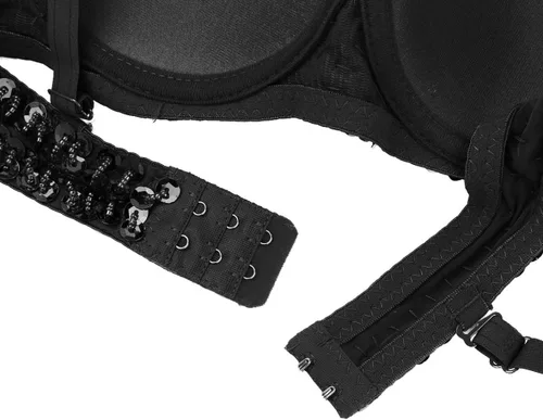 Miniatura 7 de Sujetador de disfraz de danza del vientre brillante para mujer, con lentejuelas, para baile rave, fiesta, club