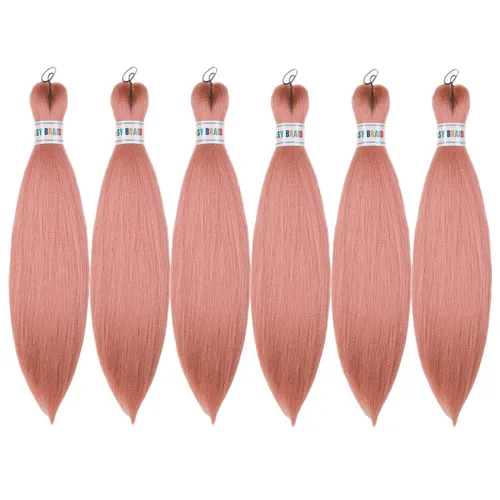 Miniatura 89 de Cabello estirado de fibra Kanekalon para trenzar con cabello humano, color oro rosado, 30 pulgadas
