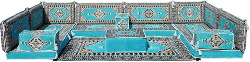 Miniatura 47 de arabicsofa Cojines de piso árabe en forma de U – Sofá tradicional Majlis con sofá otomano