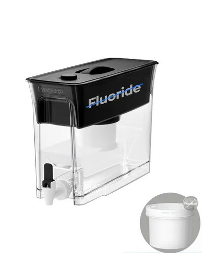 Waterdrop WFD-02L Dispensador de filtro de agua, reducción de fluoruro, 35 tazas con 1 filtro, larga vida útil de 150 galones, gran capacidad,