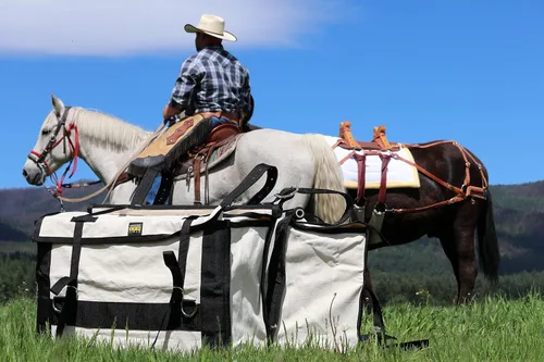 Miniatura 4 de TrailMax - Alforjas de lona para caballos y mulas; paquete de alforjas de lona de 24 onzas para sillas de montar Sawbuck o Decker; alforjas Sawbuck