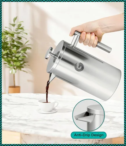 Miniatura 6 de Coffee Gator cafetera a presión SS, Acero inoxidable Plateado