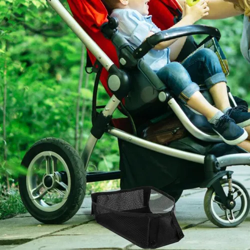 Miniatura 3 de MERRYHAPY Bolsa de almacenamiento inferior para cochecito, organizador de malla, universal, ligero, cesta de cochecito para pañales, juguetes