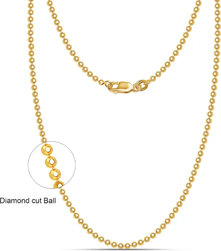 Miniatura 3 de LeCalla Collar de cadena de bolas de oro de 18 quilates sobre plata de ley italiana de 0.059 in, 0.079 in, 0.118 in para mujeres adolescentes