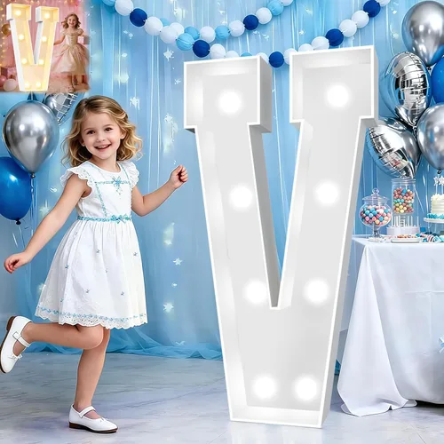 Miniatura 13 de Pooqla Letras de marquesina iluminadas de 3 pies, letras de marquesina con luz LED blanca fría y blanca cálida, letras de mosaico gigante para Letra
