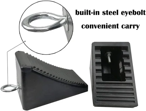 Miniatura 3 de ROBLOCK Cuñas de goma resistentes con perno de ojal para automóviles, caravanas, camiones, remolques y vehículos, paquete de 2 calzones de diseño 2