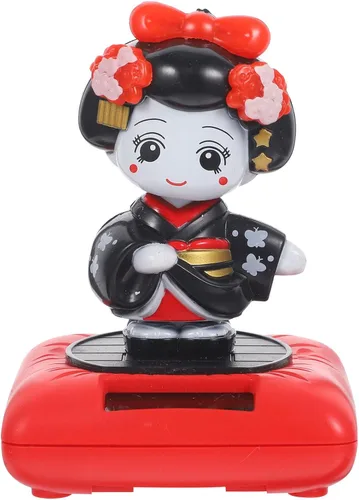 Kimono solar bailarines kimono niña escultura tablero bailando coche alimentado por energía solar muñeca japonesa figura figura adorno interior