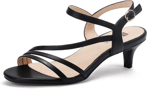IDIFU Sandalias elegantes con tirantes delgados de 2 pulgadas para mujer, tacón bajo de gatito, puntera abierta, zapatos de vestir para mujer y dama