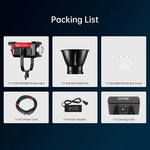 Miniatura 9 de GVM - Kit de iluminación continua de luz de estudio LED de 200 W para control de red de malla Bluetooth/DMX, 45400lux/3.3 ft con grabación de video