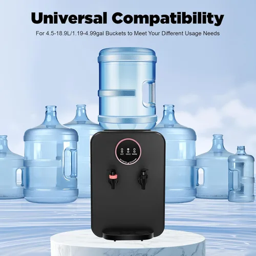 Miniatura 7 de Dispensador de agua de encimera de carga superior de 110 V, mini dispensador de enfriador de agua con agua fría caliente y temperatura ambiente