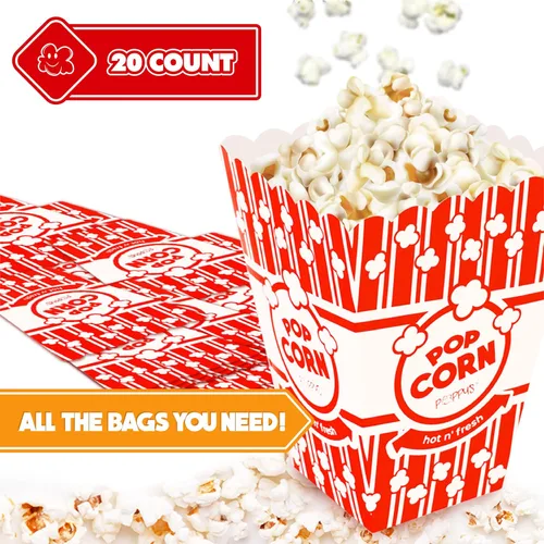 Miniatura 2 de Poppy's Cajas pequeñas para palomitas de maíz, paquete de 20 cubos de 30 onzas de grado de concesión, accesorios para máquinas de palomitas de maíz