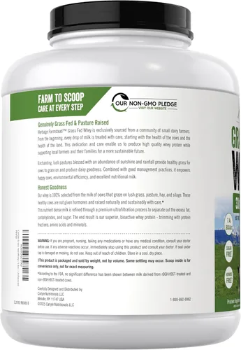 Miniatura 3 de Carlyle Polvo de Proteína de Suero de Vacas Alimentadas a Pasto 5 lb (80 oz) 33 g de Proteína por Porción Sin Sabor Sin Azúcar ni Hormonas