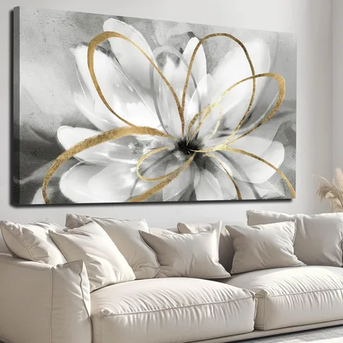 Miniatura 19 de SOUGUAN Cuadros de Arte en Blanco y Negro Abstractos Colgantes de Pared Decoración Obra de Arte Moderna 20"X40" Decoraciones de Pared