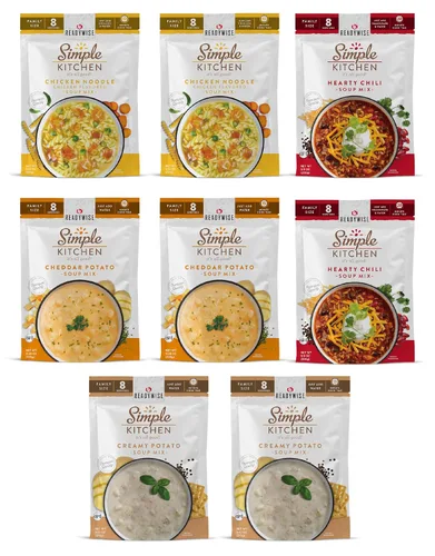 Miniatura 10 de READYWISE - Cocina simple, favoritos de sopa, paquete variado, 8 porciones por bolsa, mezcla de sopa, tamaño familiar, MRE, alimentos liofilizados