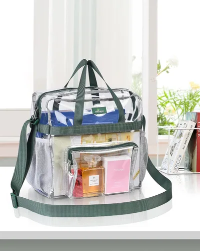 Miniatura 47 de MAY TREE Bolsa transparente para eventos en estadios de 12 x 6 x 12 pulgadas, bolsa de almuerzo transparente con correas reforzadas para trabajo
