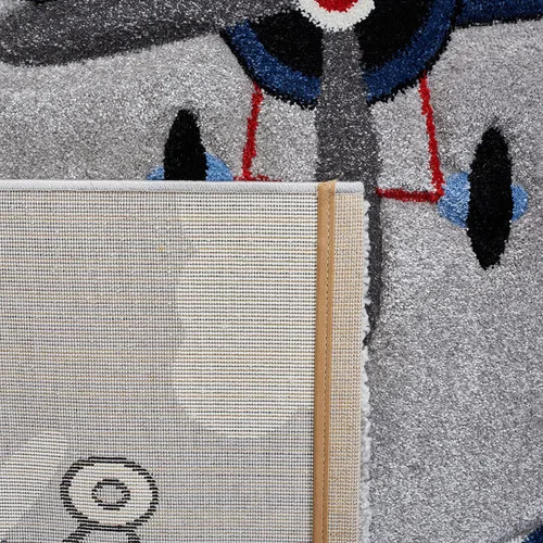 Miniatura 5 de SAFAVIEH Carousel Kids Collection - Alfombra decorativa de 2 pies 3 pulgadas x 4 pies, gris claro y rojo, no desprende pelusa y de fácil cuidado