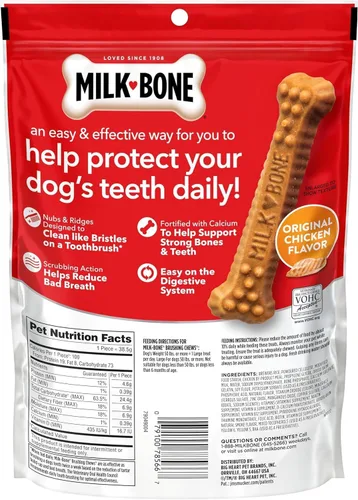 Miniatura 7 de Milk-Bone Original Masticables para cepillar, 6 golosinas dentales grandes diarias para perros (Paquete de 5) Acción de fregado ayuda a limpiar