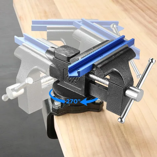 Miniatura 2 de Torno de banco, tornillo de mesa de 4-1/2" para banco de trabajo, tornillo de banco multiusos resistente 2 en 1 con mordazas suaves
