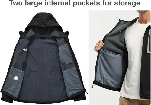 Miniatura 5 de Rdruko Chaqueta Softshell para hombre, con cremallera completa, impermeable, senderismo, escalada, con capucha