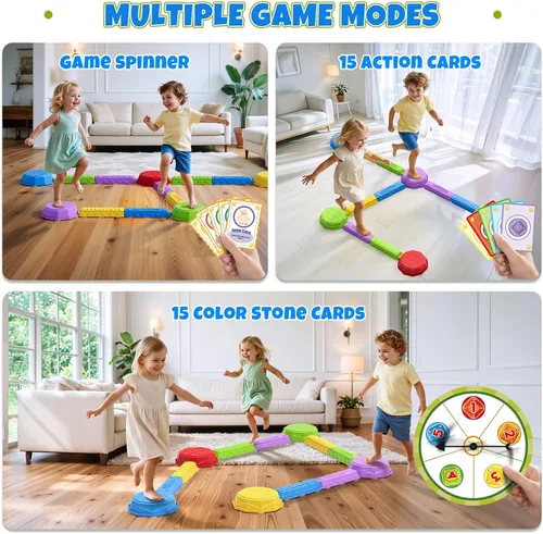 Miniatura 4 de Wee Wonders Piedras de equilibrio para niños, juguetes sensoriales antideslizantes para carreras de obstáculos para niños pequeños, piedras